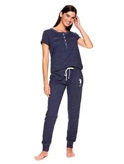 Womens Pajama Set - Short Sleeve PJs with Jogger Pajama Pants