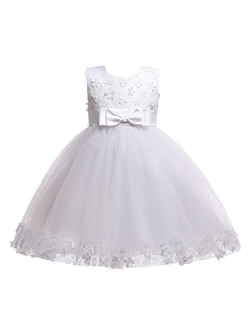 Weileenice Holiday Big/Little Girl Flower Lace A-line Wedding Party Dresses Kids Pageant Birthday Formal Dress