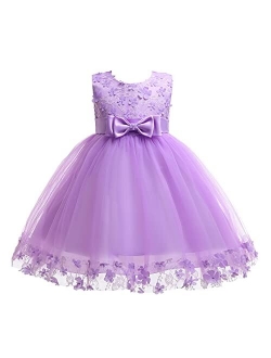 Weileenice Holiday Big/Little Girl Flower Lace A-line Wedding Party Dresses Kids Pageant Birthday Formal Dress