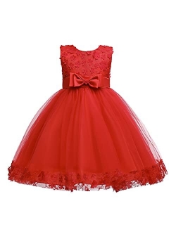 Weileenice Holiday Big/Little Girl Flower Lace A-line Wedding Party Dresses Kids Pageant Birthday Formal Dress