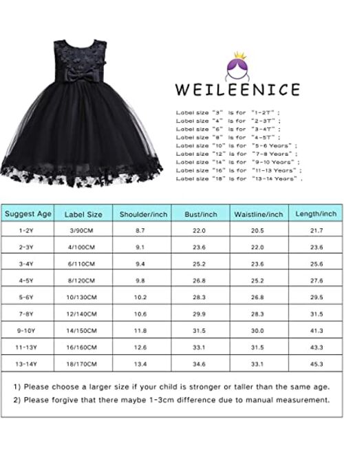 Weileenice Holiday Big/Little Girl Flower Lace A-line Wedding Party Dresses Kids Pageant Birthday Formal Dress