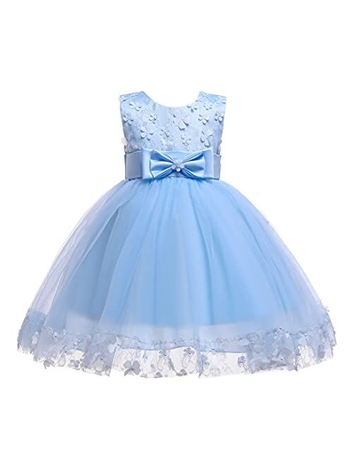 Weileenice Holiday Big/Little Girl Flower Lace A-line Wedding Party Dresses Kids Pageant Birthday Formal Dress