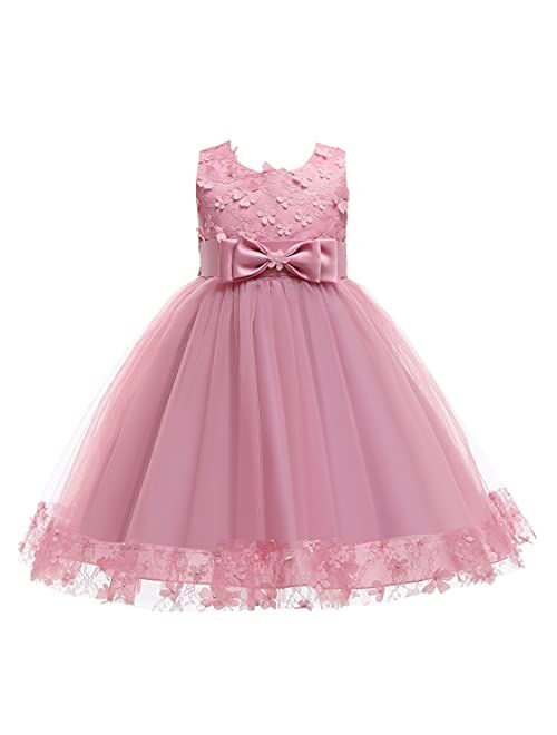 Weileenice Holiday Big/Little Girl Flower Lace A-line Wedding Party Dresses Kids Pageant Birthday Formal Dress