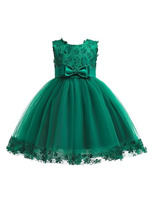 Weileenice Holiday Big/Little Girl Flower Lace A-line Wedding Party Dresses Kids Pageant Birthday Formal Dress