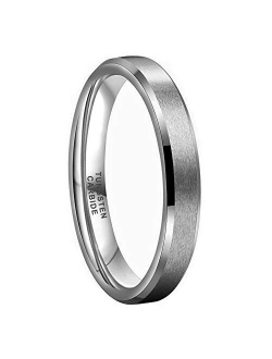 iTungsten 4mm 6mm 8mm Silver/Black/Gunmetal/18K Gold/Rose Gold Tungsten Wedding Bands for Men Women Engagement Rings Beveled Edges Matte Finish Comfort Fit