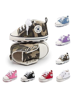 Save Beautiful Baby Girls Boys Canvas Sneakers Soft Sole High-Top Ankle Infant First Walkers Crib Shoes