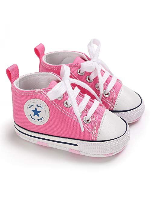 Save Beautiful Baby Girls Boys Canvas Sneakers Soft Sole High-Top Ankle Infant First Walkers Crib Shoes