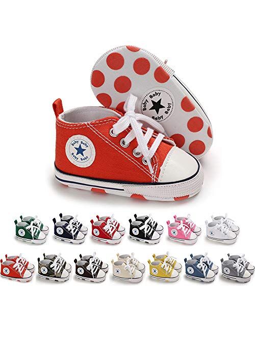 Save Beautiful Baby Girls Boys Canvas Sneakers Soft Sole High-Top Ankle Infant First Walkers Crib Shoes