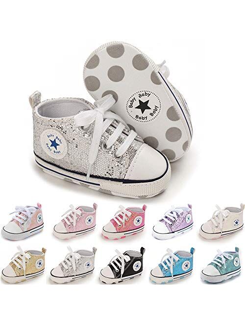 Save Beautiful Baby Girls Boys Canvas Sneakers Soft Sole High-Top Ankle Infant First Walkers Crib Shoes