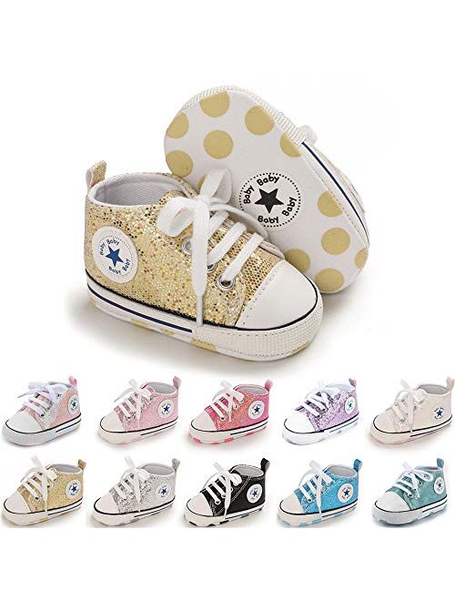 Save Beautiful Baby Girls Boys Canvas Sneakers Soft Sole High-Top Ankle Infant First Walkers Crib Shoes