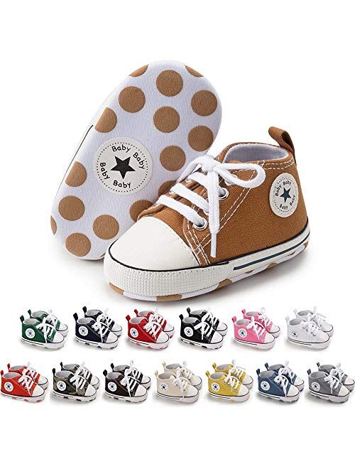 Save Beautiful Baby Girls Boys Canvas Sneakers Soft Sole High-Top Ankle Infant First Walkers Crib Shoes