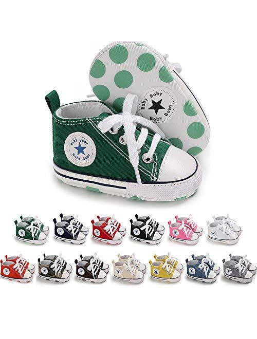 Save Beautiful Baby Girls Boys Canvas Sneakers Soft Sole High-Top Ankle Infant First Walkers Crib Shoes