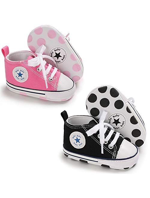 Save Beautiful Baby Girls Boys Canvas Sneakers Soft Sole High-Top Ankle Infant First Walkers Crib Shoes