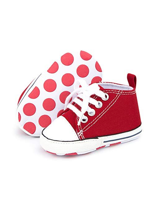 Save Beautiful Baby Girls Boys Canvas Sneakers Soft Sole High-Top Ankle Infant First Walkers Crib Shoes