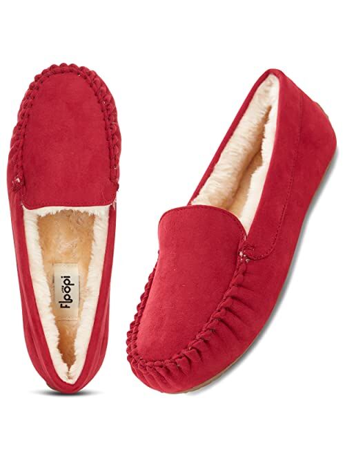 Floopi Womens Indoor/Outdoor Basic Memory Foam Moccasin Slipper