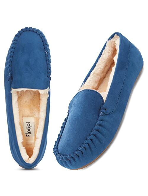 Floopi Womens Indoor/Outdoor Basic Memory Foam Moccasin Slipper