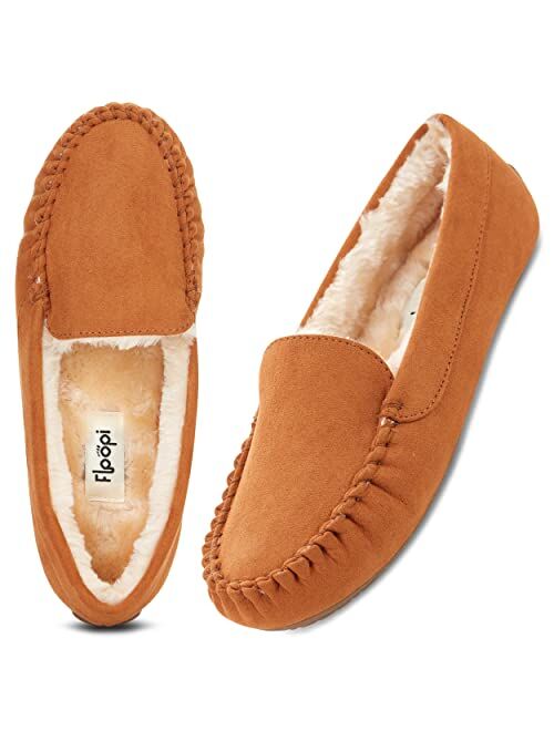 Floopi Womens Indoor/Outdoor Basic Memory Foam Moccasin Slipper