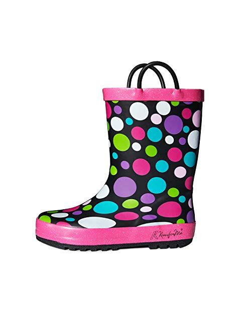 K KomForme Kids Rain Boots Waterproof Printed Rubber boots with Handles