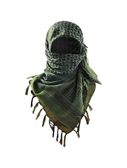 Luxns Military Shemagh Tactical Desert Scarf / 100% Cotton Keffiyeh Scarf Wrap for Men And Women