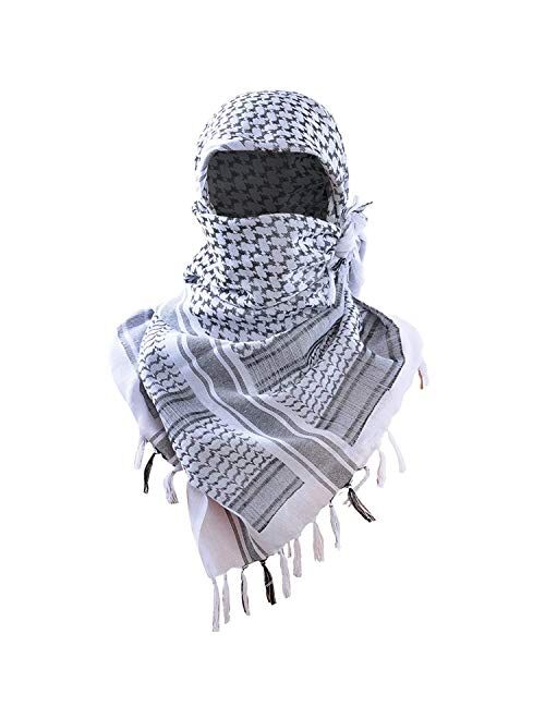 Luxns Military Shemagh Tactical Desert Scarf / 100% Cotton Keffiyeh Scarf Wrap for Men And Women