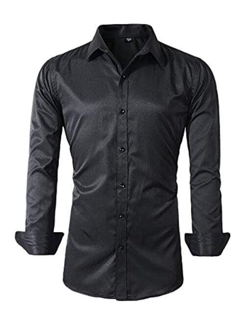 Beninos Mens Long Sleeve Slim Fit Dress Shirts