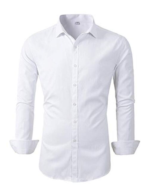 Beninos Mens Long Sleeve Slim Fit Dress Shirts