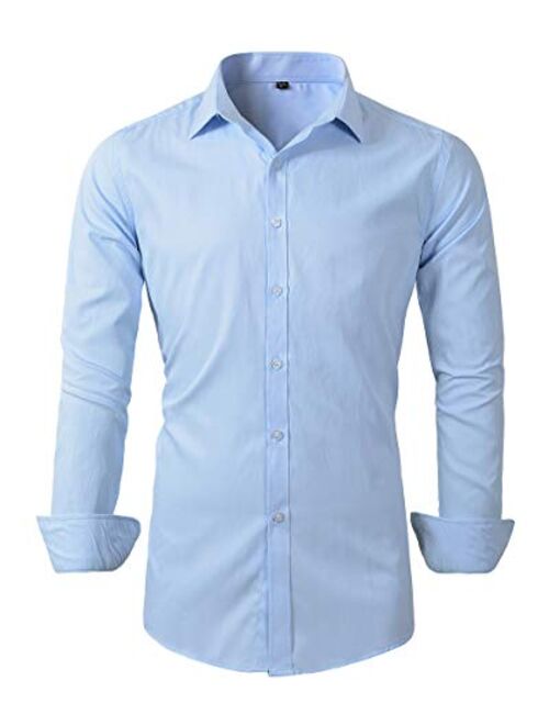 Beninos Mens Long Sleeve Slim Fit Dress Shirts