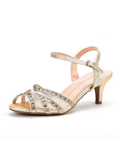 DREAM PAIRS Women's Nina Low Heel Pump Sandals