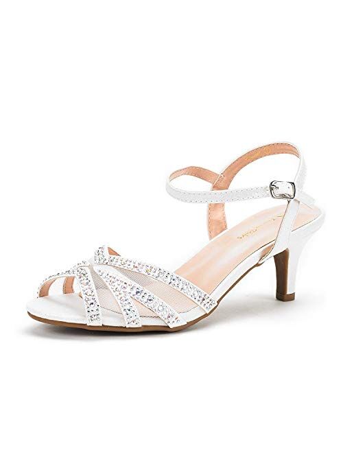 DREAM PAIRS Women's Nina Low Heel Pump Sandals