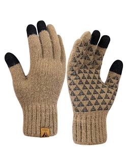 Winter Knit Gloves Warm Full Fingers Men Women with Upgraded Touch Screen - Anti-Slip Glove Fleece Lined VGOGFLY