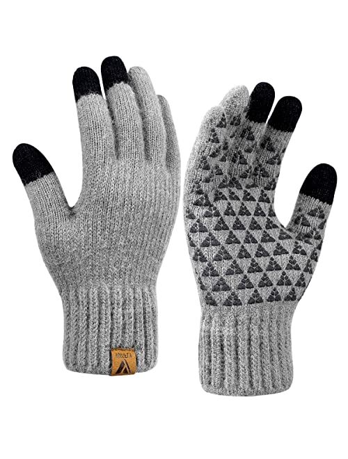 Winter Knit Gloves Warm Full Fingers Men Women with Upgraded Touch Screen - Anti-Slip Glove Fleece Lined VGOGFLY