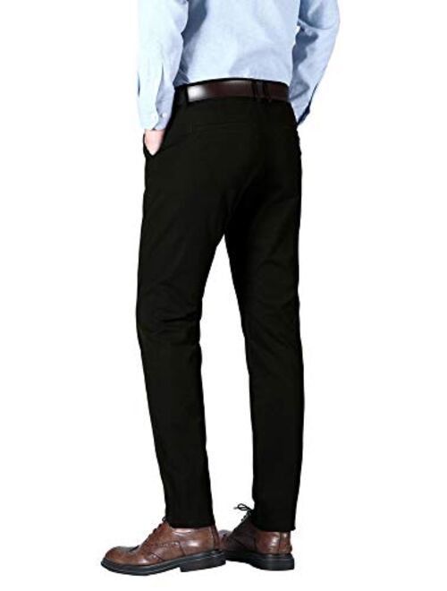 Plaid&Plain Men’s Slim Fit Dress Pants Stretch Dress Pants