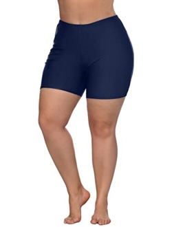 ATTRACO Womens Plus Size Swim Shorts High Waisted Swimsuit Shorts Boyleg Swim Bottoms