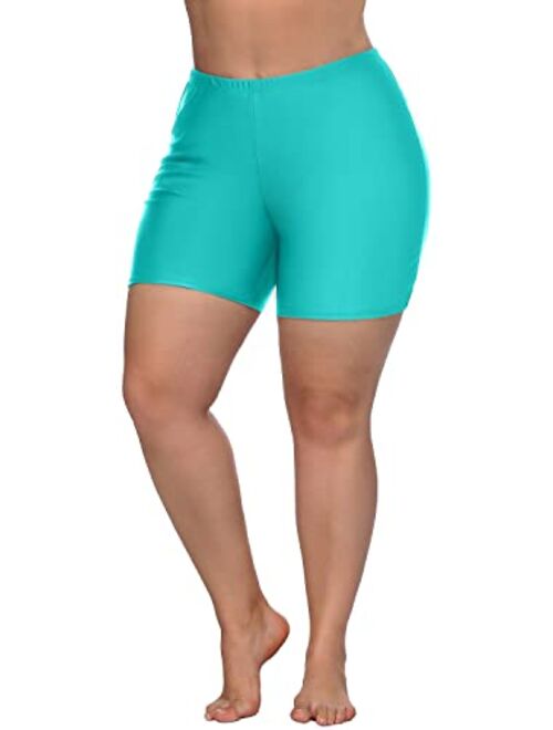 ATTRACO Womens Plus Size Swim Shorts High Waisted Swimsuit Shorts Boyleg Swim Bottoms