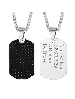 Richsteel Hip Hop Military Army Style Carbon Fiber/Bible/Bullet Dog Tags Pendant Necklace for Men Women Stainless Steel/18K Gold Plated Personalized ID/Name Jewelry (with