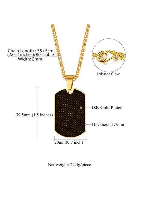 Richsteel Hip Hop Military Army Style Carbon Fiber/Bible/Bullet Dog Tags Pendant Necklace for Men Women Stainless Steel/18K Gold Plated Personalized ID/Name Jewelry (with