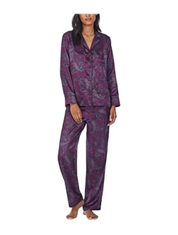 LAUREN RALPH LAUREN Long Sleeve Notch Collar Satin PJ Set