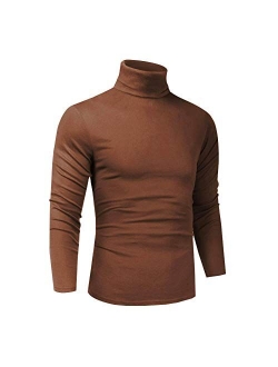 Men Slim Fit Lightweight Long Sleeve Pullover Top Turtleneck T-Shirt