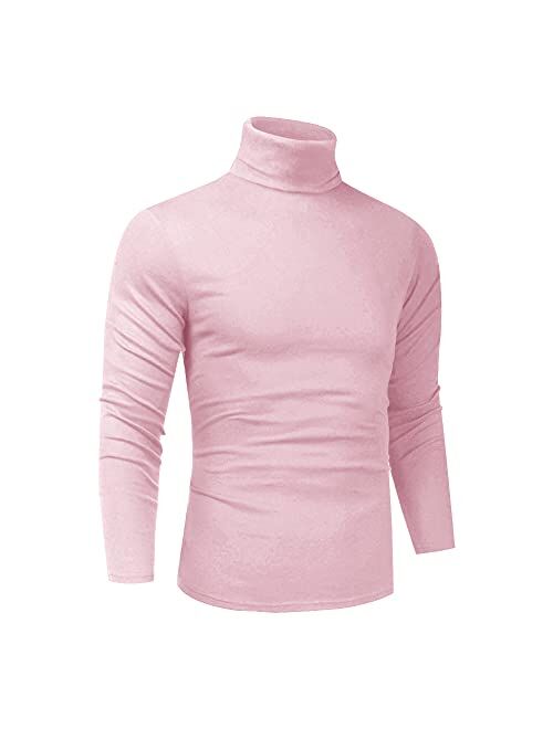 Men Slim Fit Lightweight Long Sleeve Pullover Top Turtleneck T-Shirt