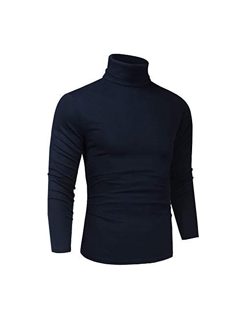 Men Slim Fit Lightweight Long Sleeve Pullover Top Turtleneck T-Shirt