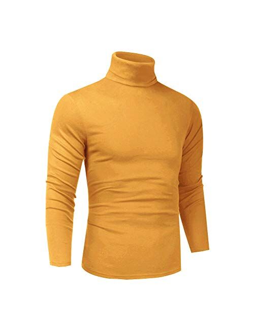 Men Slim Fit Lightweight Long Sleeve Pullover Top Turtleneck T-Shirt