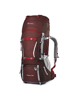 MOUNTAINTOP 70L/75L Internal Frame Hiking Backpack for Men Women with Rain Cover