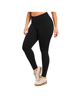 MOREFEEL Plus Size Leggings for Women-Stretchy X-Large-4X Tummy Control High Waist Spandex Workout Black Yoga Pants