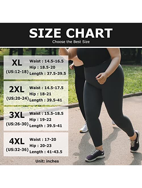 MOREFEEL Plus Size Leggings for Women-Stretchy X-Large-4X Tummy Control High Waist Spandex Workout Black Yoga Pants