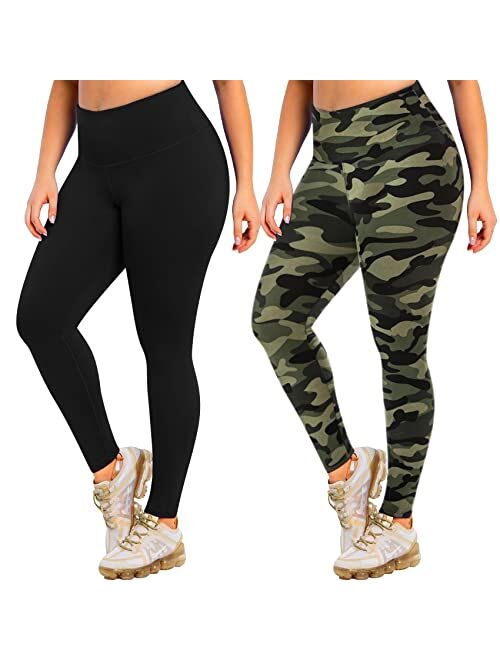 MOREFEEL Plus Size Leggings for Women-Stretchy X-Large-4X Tummy Control High Waist Spandex Workout Black Yoga Pants