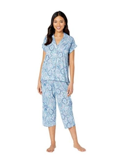 LAUREN RALPH LAUREN Rayon Twill Woven Dolman Sleeve His Shirt Capris Pajama Set