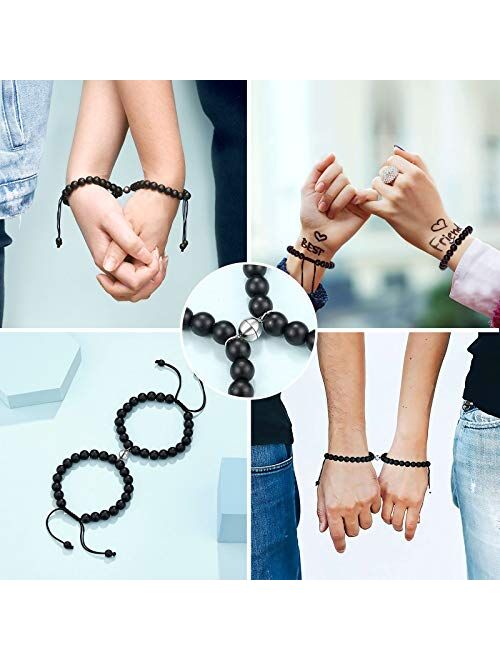 Ungent Them Magnetic Couples Bracelets Attraction Distance Relationship Natural Stone Beads Bracelet for Boyfriend Girlfriend Women Men Lovers Friends