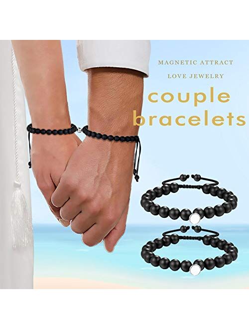 Ungent Them Magnetic Couples Bracelets Attraction Distance Relationship Natural Stone Beads Bracelet for Boyfriend Girlfriend Women Men Lovers Friends