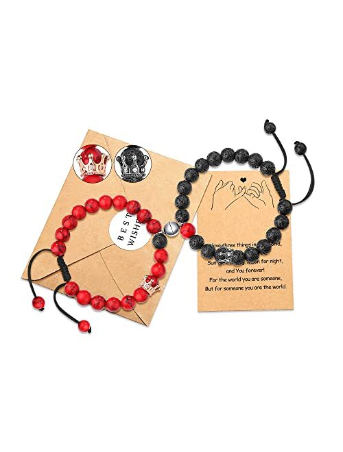 Ungent Them Magnetic Couples Bracelets Attraction Distance Relationship Natural Stone Beads Bracelet for Boyfriend Girlfriend Women Men Lovers Friends