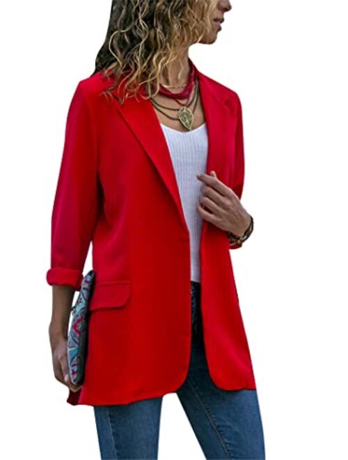 YMING Womens Long Sleeve Lapel Blazer Slim Fit Classic Casual Jackets